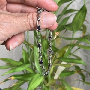 Sterling Silver Black Jewels Bracelet; Has Some Oxidation That Needs Cleaning